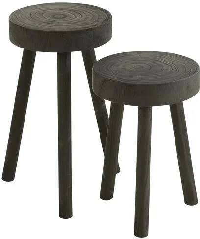 J-Line Krukjes Hout Zwart Set van 2