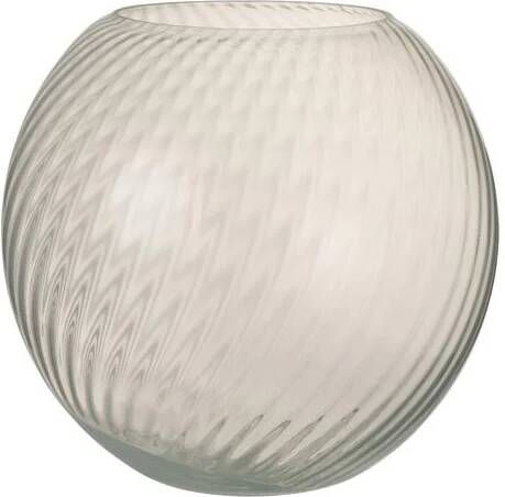 J-Line vaas Rond Ribbels glas wit large 25.00 cm hoog