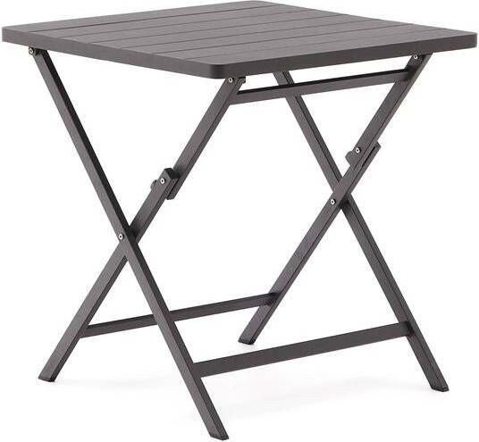 Kave Home Torreta opvouwbare aluminium buitentafel met donkergrijze afwerking 70 x 70 cm