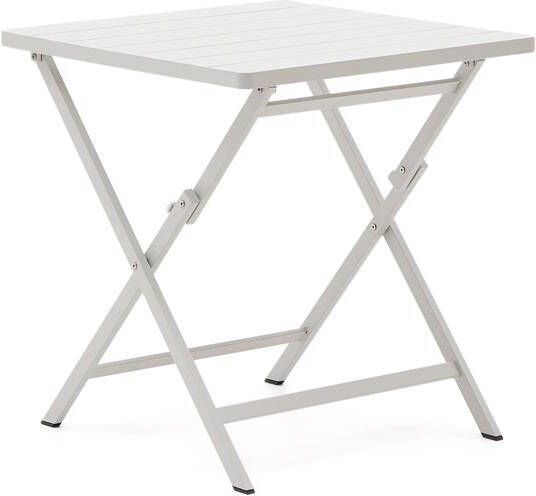 Kave Home Torreta opvouwbare aluminium buitentafel met witte afwerking 70 x 70 cm