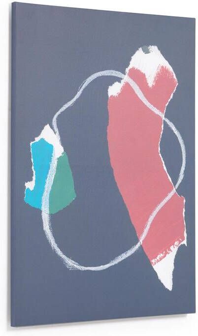 Kave Home Zoeli blauw en rood abstract canvas 60 x 90 cm