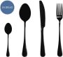 Krumble Bestekset 24 delig 6 personen Bestek bestaat uit een mes vork eetlepel en dessertlepel Bestek set halfmat Dinermes Tafellepel Staal Zwart - Thumbnail 3