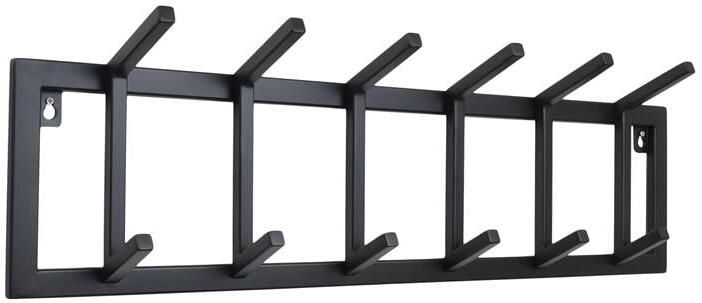 LOFT42 Kapstok Jaimy Single Zwart – Metaal – 6 Dubbele Haken 80x24x12