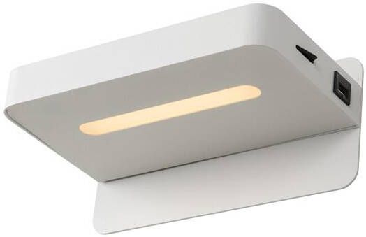 Lucide ATKIN Bedlamp LED 1x6W 3000K Met USB oplaadpunt Wit