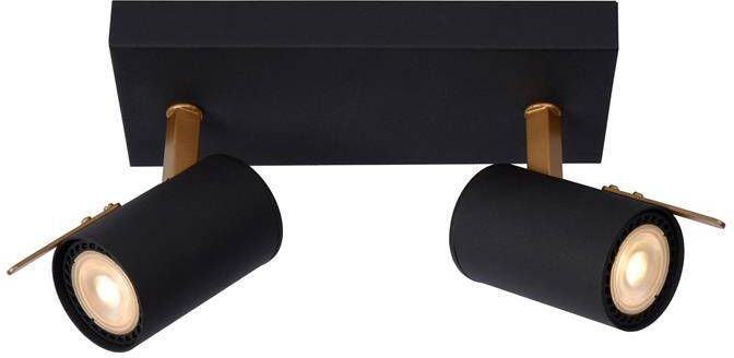 LUCIDE Opbouwspot Grony Zwart 22cm 2xgu10