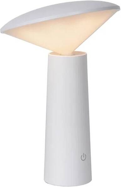 Lucide JIVE Oplaadbare Tafellamp Buiten Accu Batterij Ø 13 7 cm LED Dimb. 1x4W 6500K IP44 3 StepDim Wit