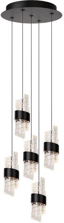 LUCIDE Hanglamp Kligande Zwart Kristaleffect ⌀30cm 5x8w