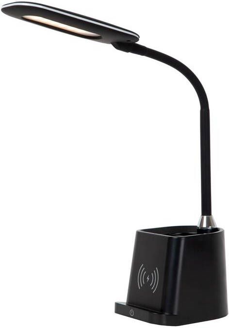 Lucide PENNY Bureaulamp LED Dimb. 1x4 7W 3000K Met draadloze oplader Zwart