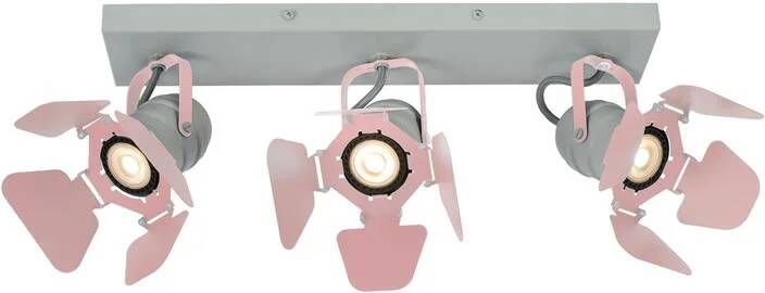 LUCIDE Opbouwspot Picto Roze En Grijs 12 5cm 3xgu10