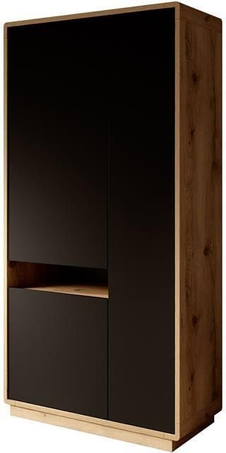 MEUBELLA Vitrinekast Acuna Mat zwart Eiken 92 cm - Foto 2