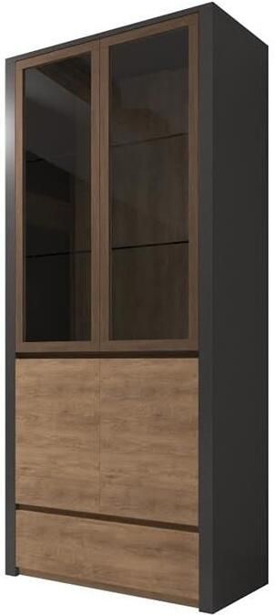 MEUBELLA Vitrinekast Monaco Eiken Grijs 90 cm Met glas - Foto 2