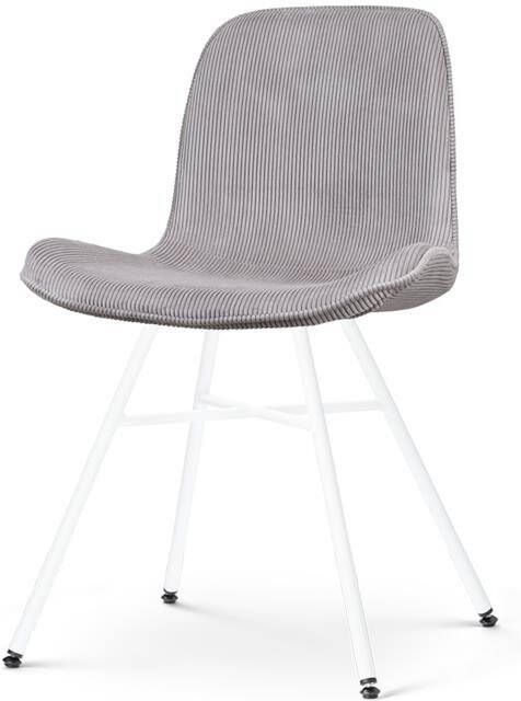 Nolon Noa-Fé Eetkamerstoel Ribstof Warm Grijs Stof Wit Onderstel Modern - Foto 2