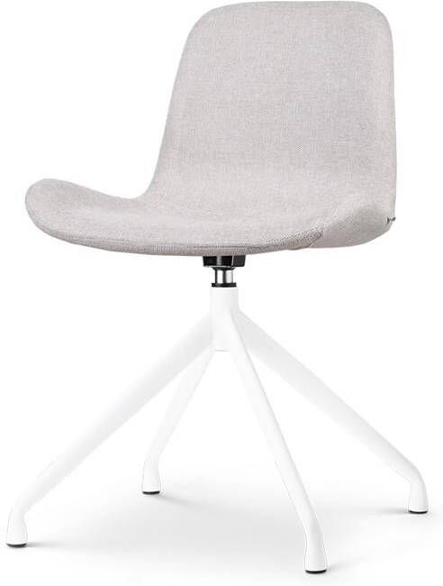 Nolon Nola-Fé Eetkamerstoel Draaibaar Beige Stof Wit Metalen Onderstel - Foto 2