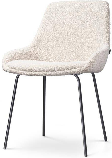 Nolon Nora-Isa Eetkamerstoel Bouclé Beige Stof Zwart Onderstel Design Scandinavisch Comfortabel - Foto 2