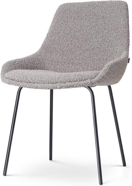 Nolon Nora-Isa Eetkamerstoel Bouclé Taupe Stof Zwart Onderstel Design Scandinavisch Comfortabel - Foto 2