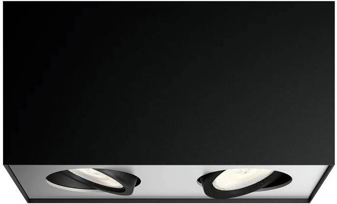 Philips Opbouwspot Box Zwart 20 2cm Warm Wit 2x5w