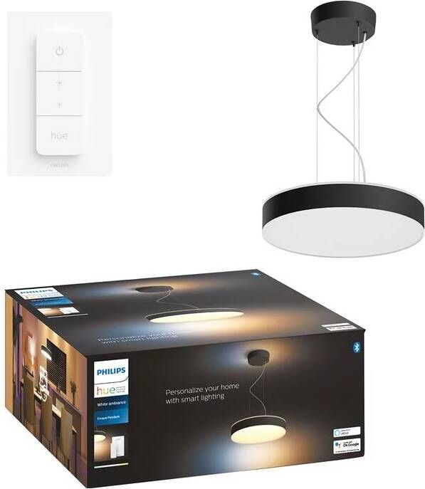 Philips Hue Enrave hanglamp warm tot koelwit licht zwart 1 dimmer switch