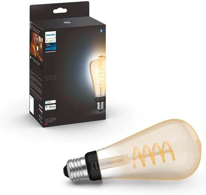 Philips Hue White Ambiance filament edison lamp goud dimbaar E27 7W…