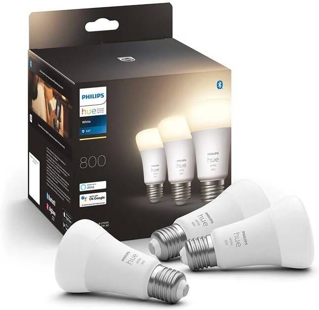 Philips Hue standaardlamp warmwit licht 3-pack E27 800lm