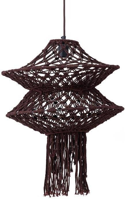 PTMD Milley Brown cotton macrame hanging lamp 2 layers