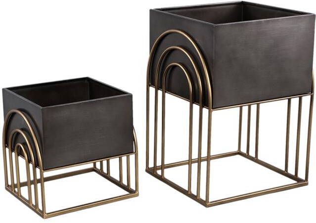 PTMD Mindo Gold iron planter in frame set of 2