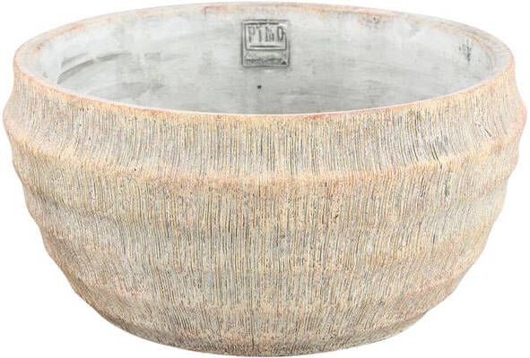 PTMD Sary Cream cement pot minimal stripe rib bowl L