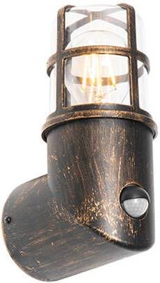 QAZQA Buiten Wandlamp Antiek Goud Ip54 Met Bewegingssensor Kiki