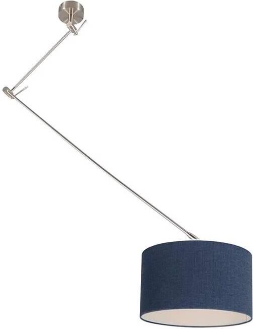 QAZQA Hanglamp Staal Met Kap 35 Cm Blauw Verstelbaar Blitz