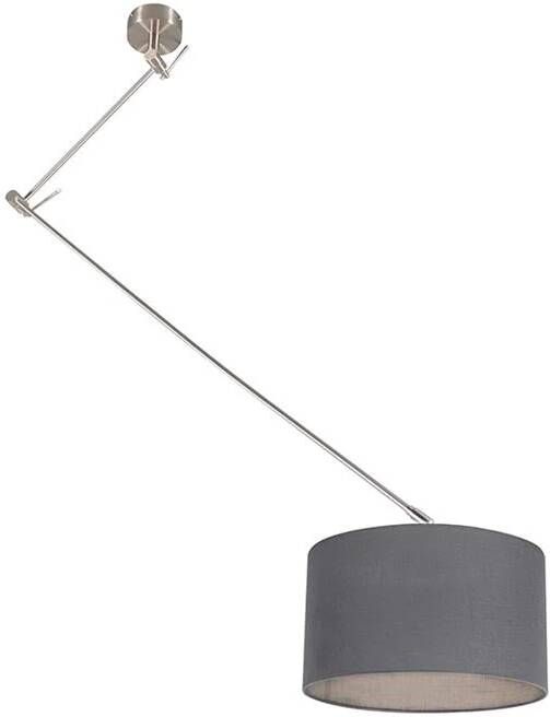 QAZQA Hanglamp Staal Met Kap 35 Cm Donker Grijs Verstelbaar Blitz