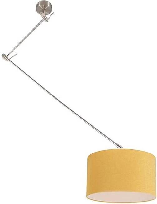 QAZQA Hanglamp Staal Met Kap 35 Cm Geel Verstelbaar Blitz