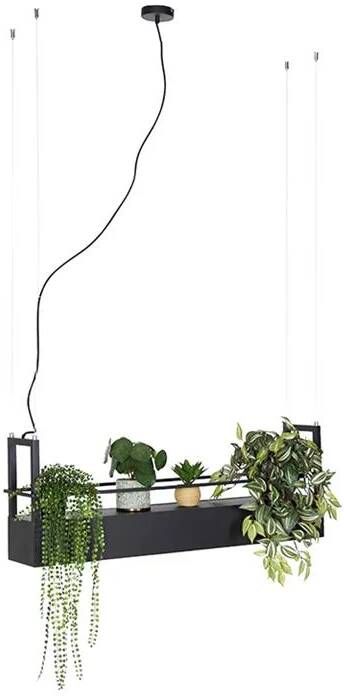 QAZQA Industriële hanglamp zwart met rek 4-lichts GU10 Cage Rack