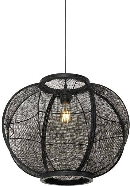 QAZQA Oosterse hanglamp zwart stof 48 cm Rob