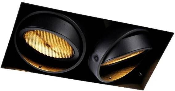 QAZQA Inbouwspot Zwart Gu10 Ar111 Trimless 2-lichts Oneon Honey