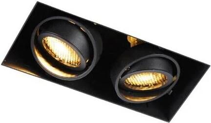 QAZQA Inbouwspot Zwart Draai- En Kantelbaar Trimless 2-lichts Oneon Honey