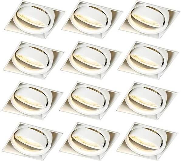 QAZQA Set Van 12 Inbouwspot Wit Gu10 Kantelbaar Trimless Oneon