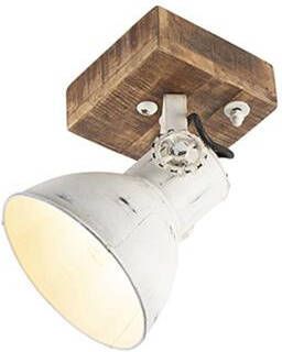 QAZQA Industriële Spot Wit Met Mango Hout 18 Cm Mangoes