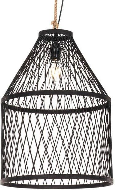 QAZQA Landelijke Buiten Hanglamp Zwart Rotan 40x55 Cm Calamus