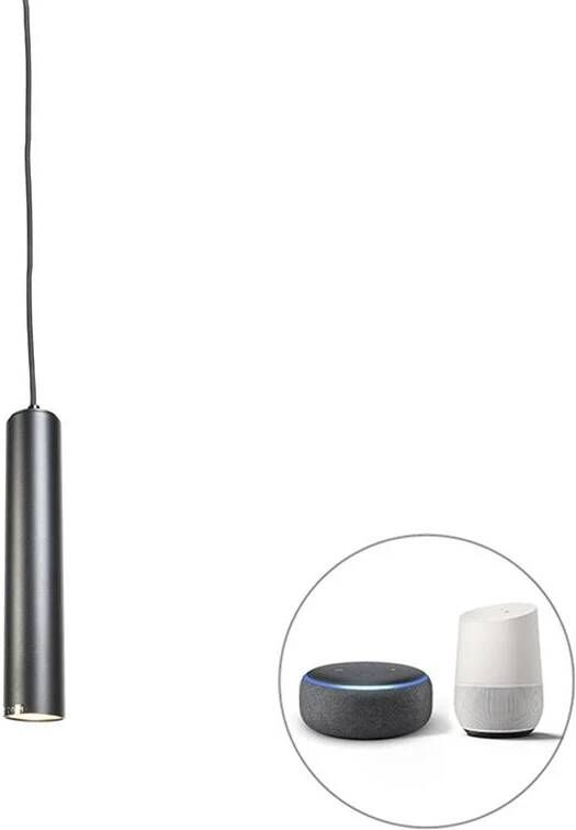 QAZQA Smart Design Hanglamp Zwart Incl. Wifi Gu10 Lichtbron Tuba Small