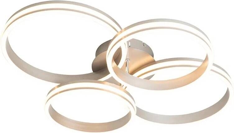 QAZQA Plafondlamp Staal Incl. Led 3-staps Dimbaar 4-lichts Navara