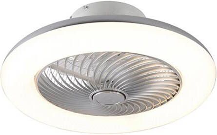 QAZQA clima Design LED Dimbare Plafondventilator met lamp met Dimmer 1 lichts Ø 550 mm Zilver Woonkamer | Slaapkamer | Keuken
