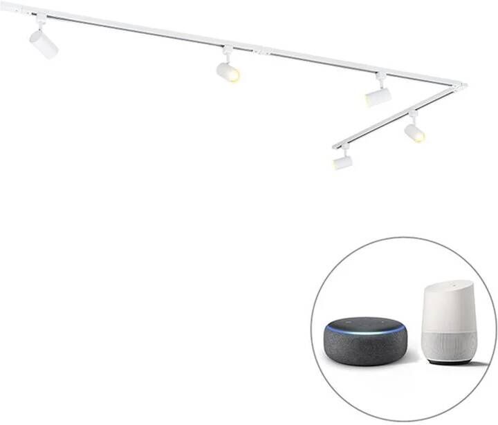 QAZQA Smart Railsysteem Wit 1-fase 5-lichts Incl. Wifi Gu10 Iconic Jeana