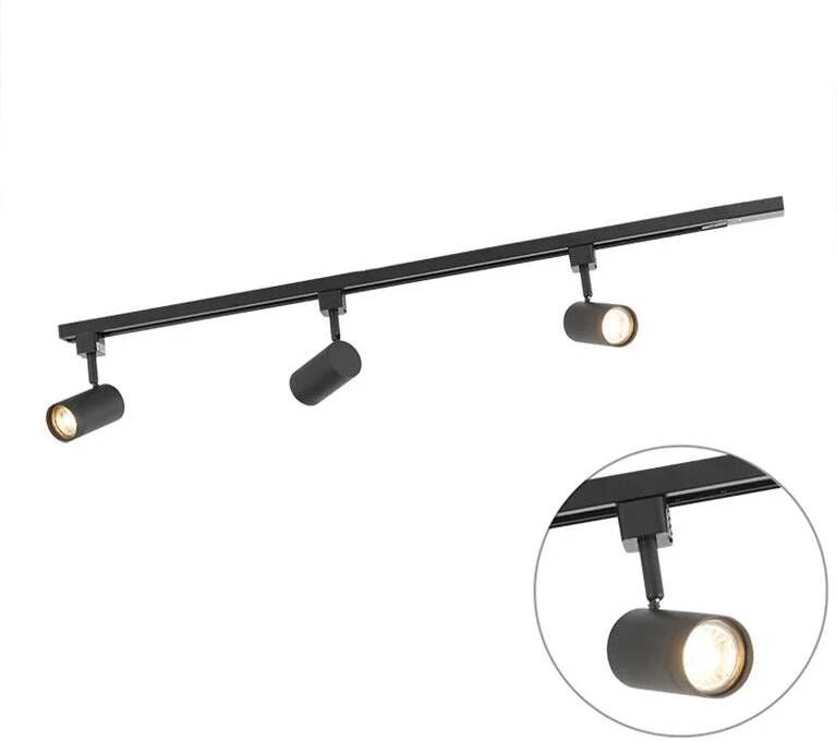 QAZQA Smart Railsysteem Zwart Incl. 3 Wifi Gu10 1-fase Iconic Jeana