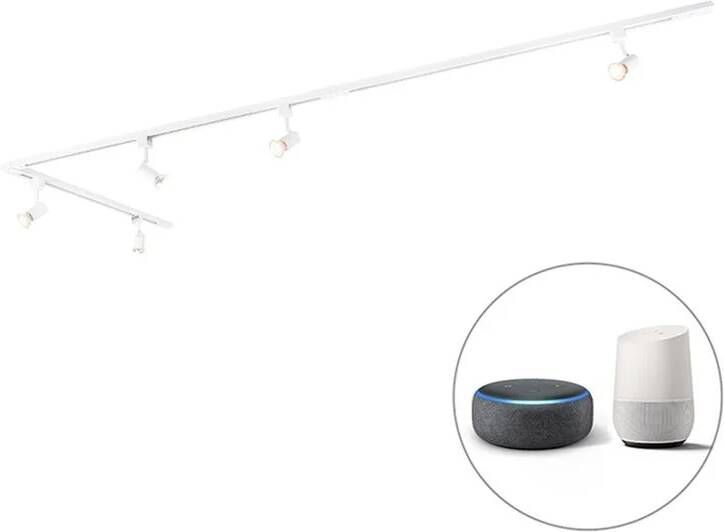 QAZQA Smart Railsysteem Wit 1-fase 5-lichts Incl. Wifi Gu10 Iconic Jeany
