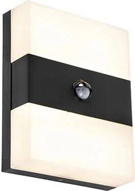 QAZQA Buitenwandlamp Zwart Ip44 Incl. Led Met Bewegingsmelder Dualy