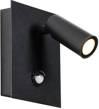 QAZQA Buiten Wandlamp Zwart Incl. Led Ip54 Bewegingssensor Simon