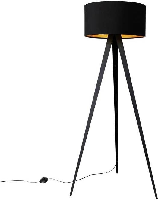 QAZQA Smart vloerlamp zwart met kap zwart incl. Wifi G95 Ilse