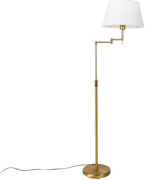 QAZQA Smart vloerlamp brons met witte kap incl. Wifi A60 Ladas