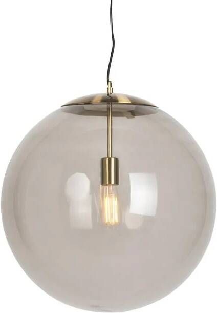 QAZQA +moderne Hanglamp Messing Met Smoke Glas 50 Cm Ball