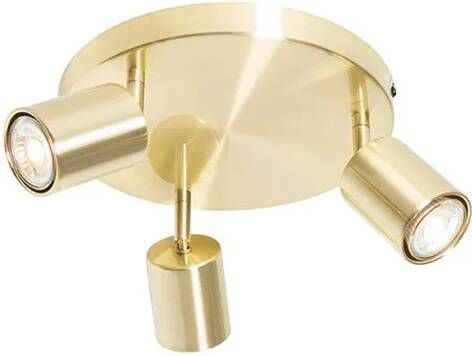 QAZQA Moderne Plafondlamp Messing Verstelbaar Rond 3-lichts Java
