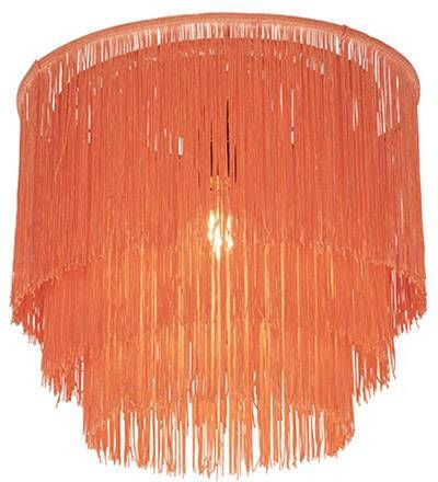 QAZQA Oosterse Plafondlamp Goud Roze Kap Met Franjes Franxa